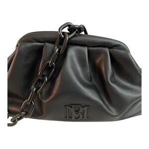 NWT Badgley Mischka Black 100% Vegan Leather Wrapped Frame Clutch / Crossbody